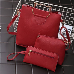 3 pcs Purse Set of Soft Leather Cat Bag Design